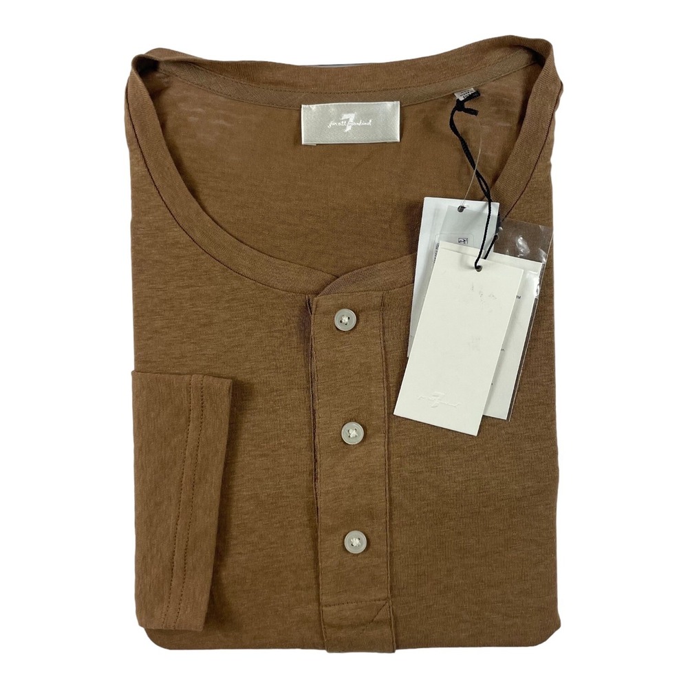 7 For All Mankind Lightwwight L/S Mens Henley Size 2XL XXL NWT 128$